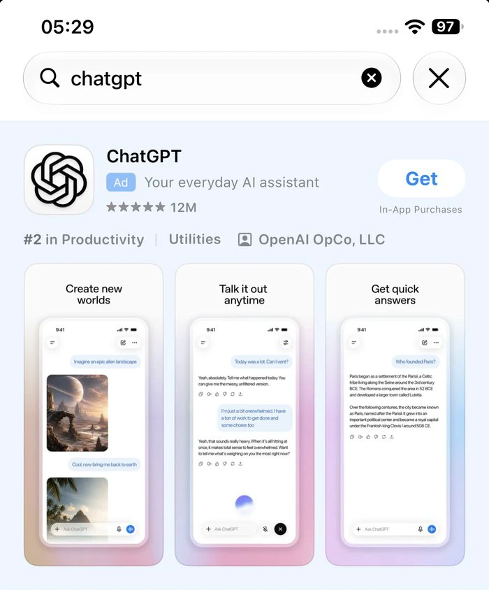 美区 App Store 搜索 ChatGPT